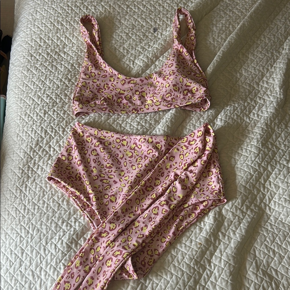 Pink Leopard Print Bikini Set
